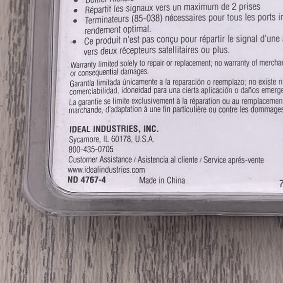Ideal 2 Way Satellite Digital Cable Splitter 5 MHz - 2.3 GHz Item 85-332 NEW - Picture 4 of 9